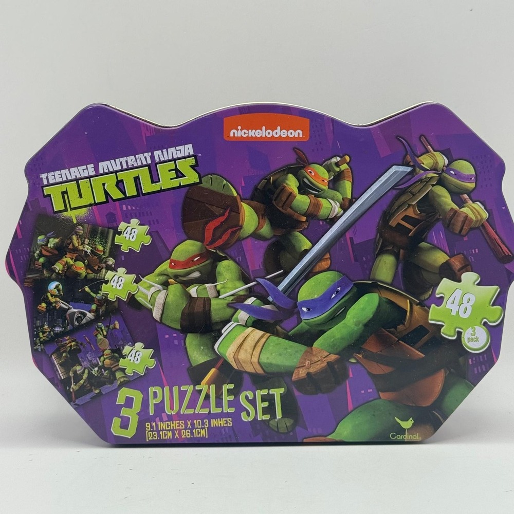 Teenage Mutant Ninja Turtles TMNT Nickelodeon 3 Puzzle Set Tin